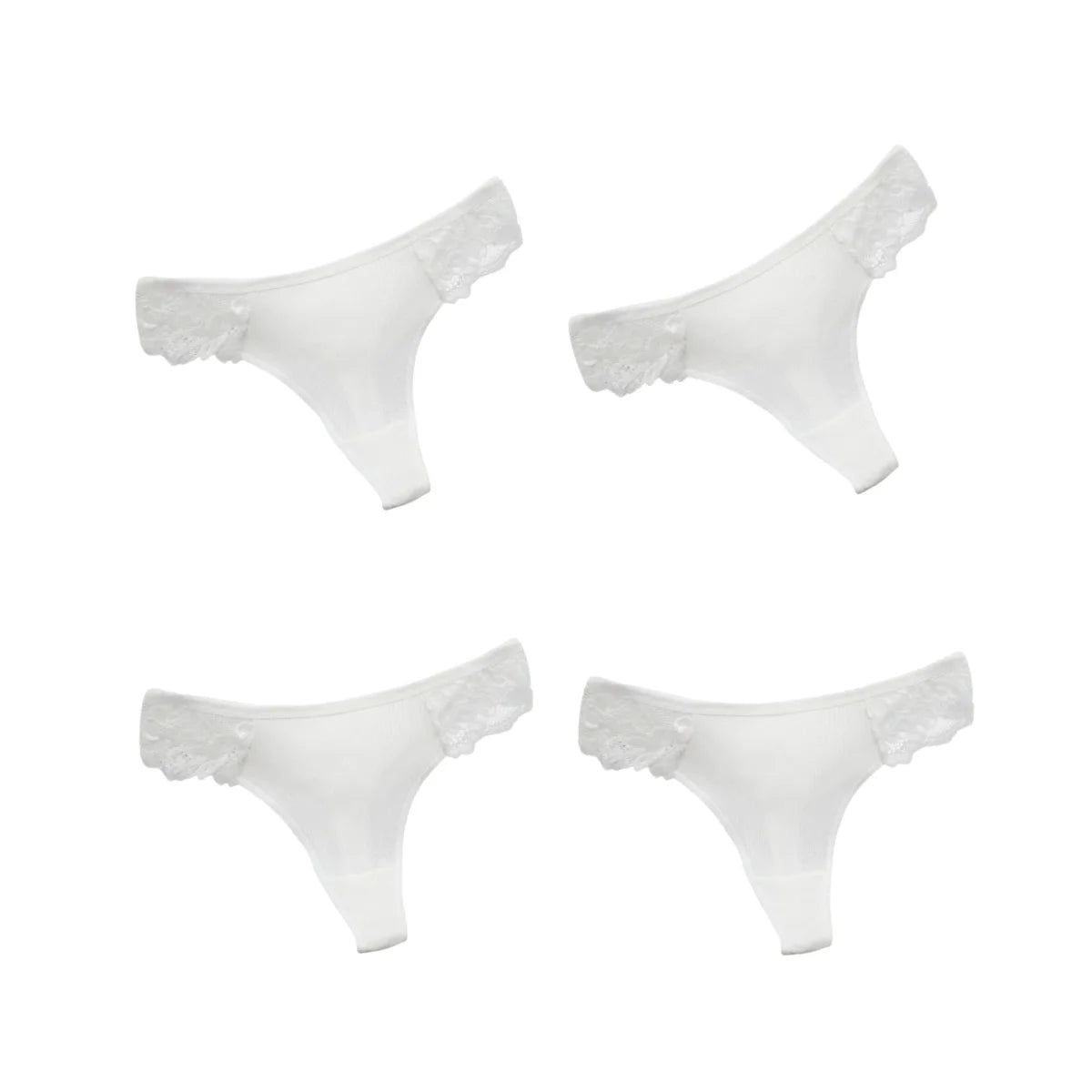 CowLost | product_id-4pcs-women-s-cotton-low-waist-lace-trim-solid-color-g-string-thongs-set |15