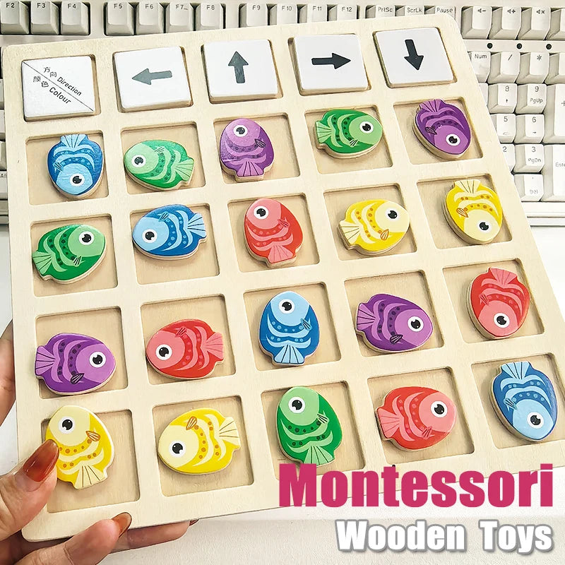 Wooden Montessori Educational Logic and Color Cognition Board Game for Children