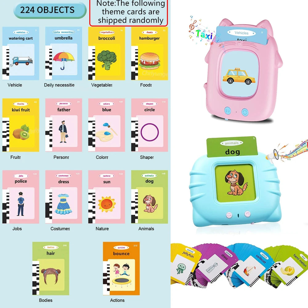 Talking Flashcards Learning Machine with Audio for Toddlers - English, Spanish, Italian, Arabic Educational Toy Gift