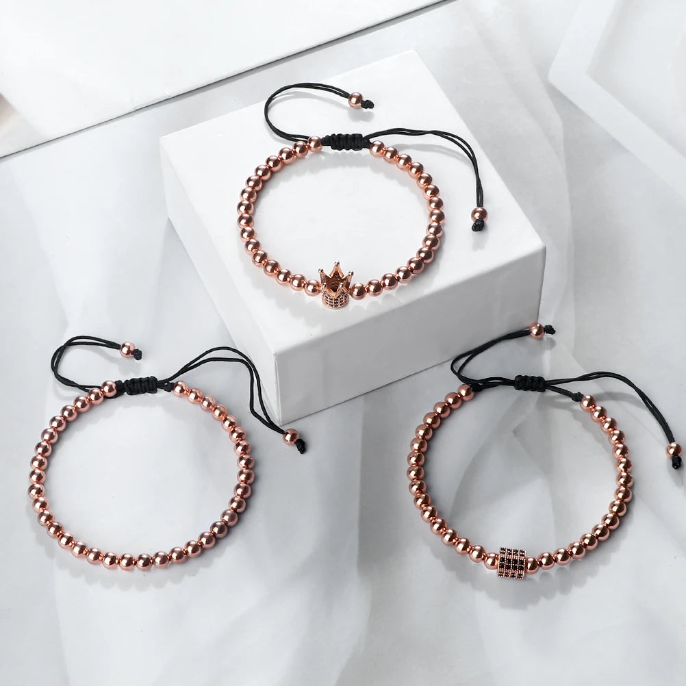 CowLost | badge-pass-holders-3pcs-copper-beads-bracelets-set-for-men-and-women |7