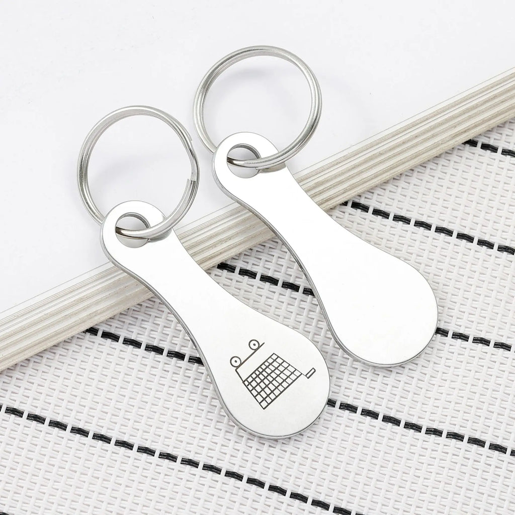 Cart Shopping Token Keychain Metal Coin Holder Trolley Keyring
