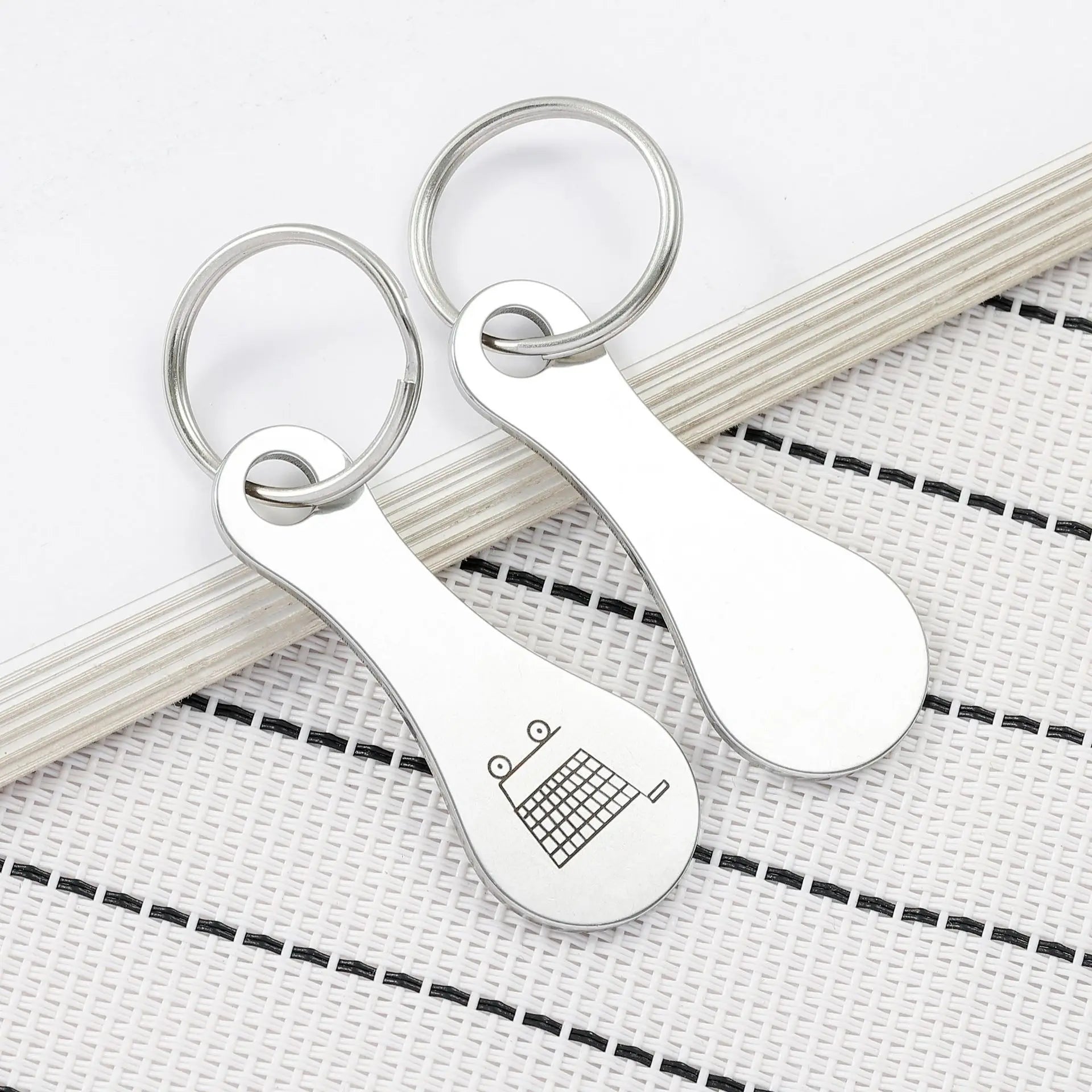 Cart Shopping Token Keychain Metal Coin Holder Trolley Keyring