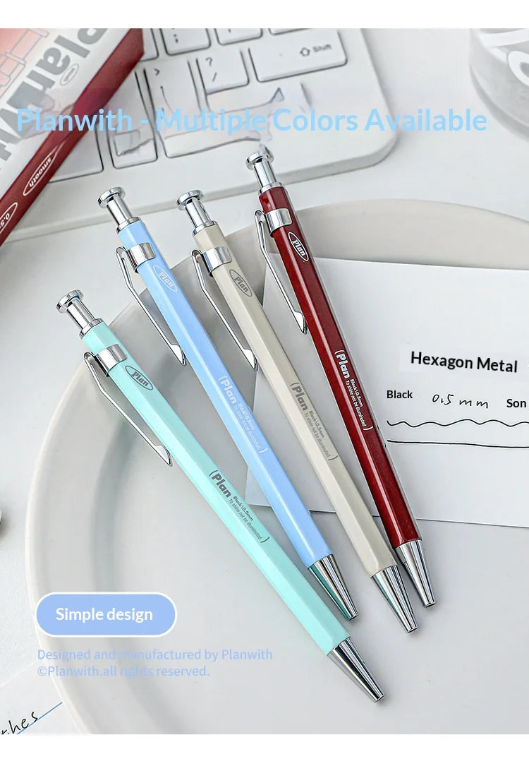 CowLost | product_id-planwith-hexagonal-metal-gel-pen-0-5mm-black-ink-retractable-anti-roll-comfortable-grip |17