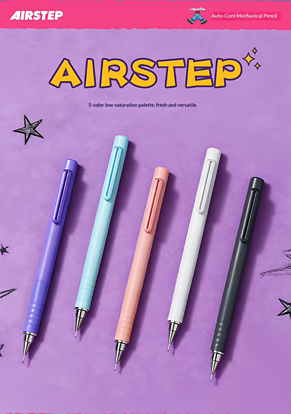 CowLost | product_id-pilot-airstep-has-15-0-5mm-mechanical-pencil-auto-lead-advance-colorful-barrel-stable-writing |10