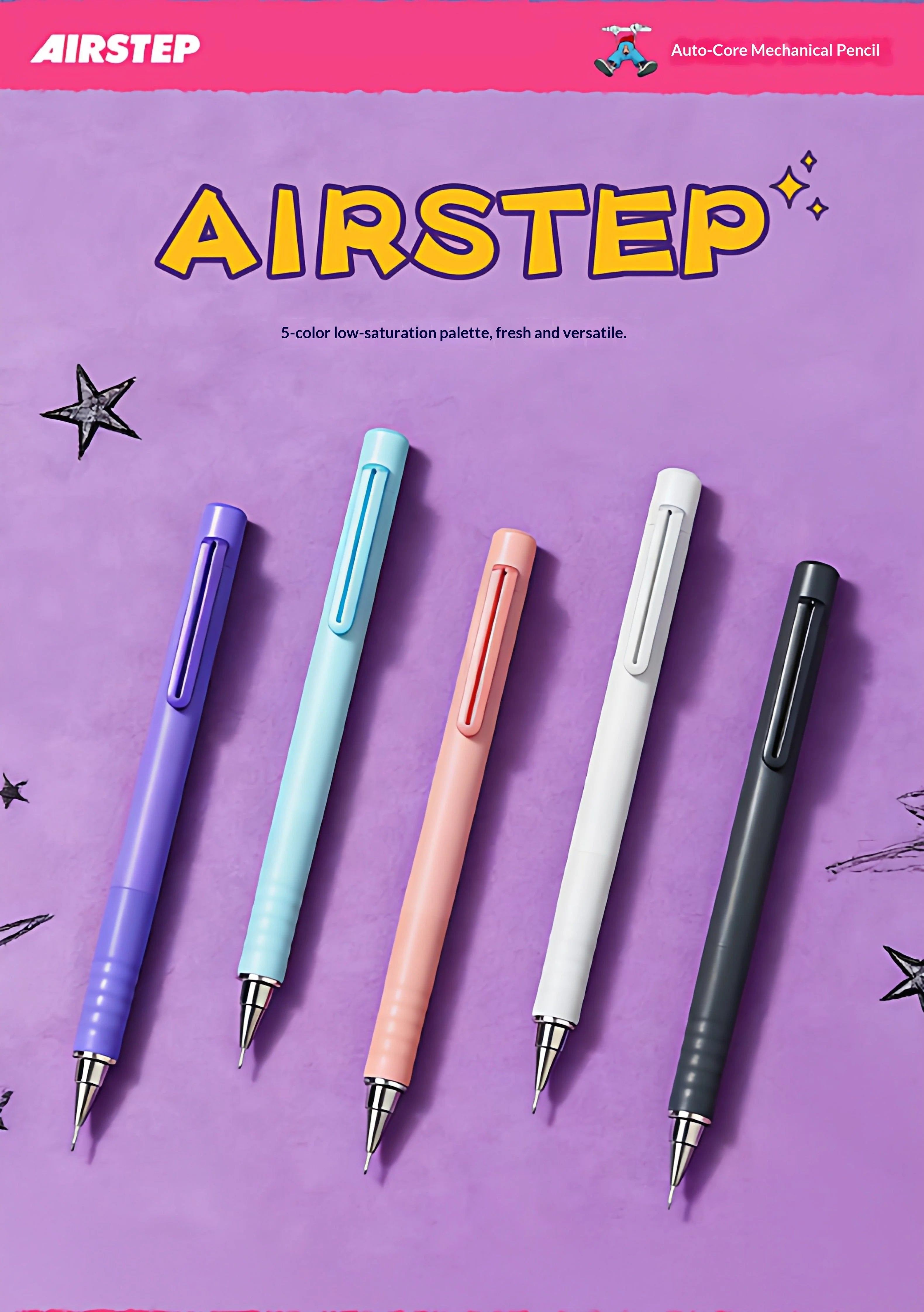 CowLost | product_id-pilot-airstep-has-15-0-5mm-mechanical-pencil-auto-lead-advance-colorful-barrel-stable-writing |10