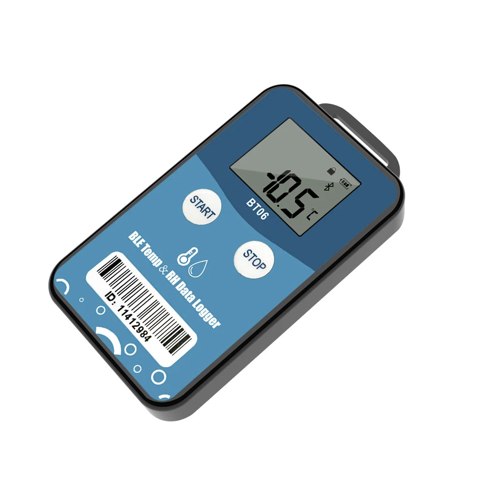 Bluetooth Temperature & Humidity Data Logger with LCD, Wireless Long-Range PDF Report Recorder for Delivery