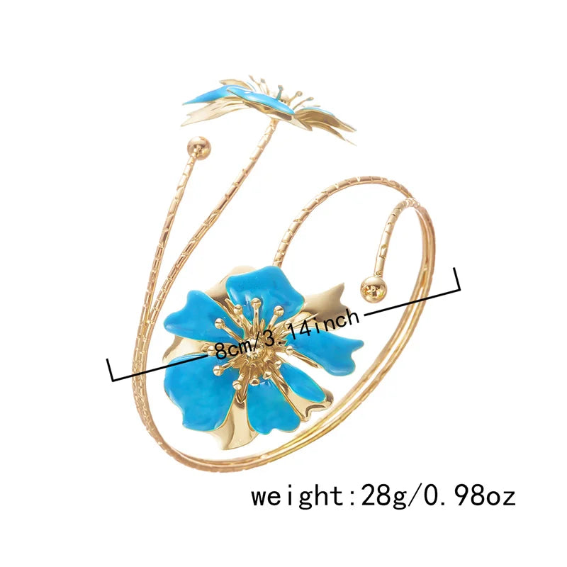 CowLost | boho-elegant-enamel-flower-upper-arm-cuff-bracelet-for-women |7