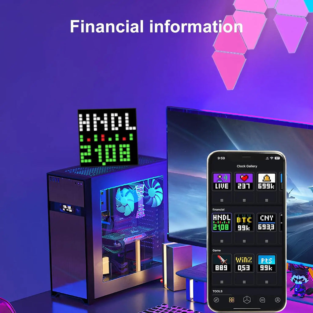 Mexllex RGB USB Smart LED Matrix Pixel Display Panel with APP Control for Text, Car Sign, and Night Light