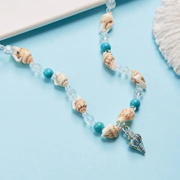CowLost | bohemian-mixed-color-rice-beads-necklace-for-women-sea-shell-starfish-conch-pendant-beaded-clavicle-choker-beach-party-jewelry |16