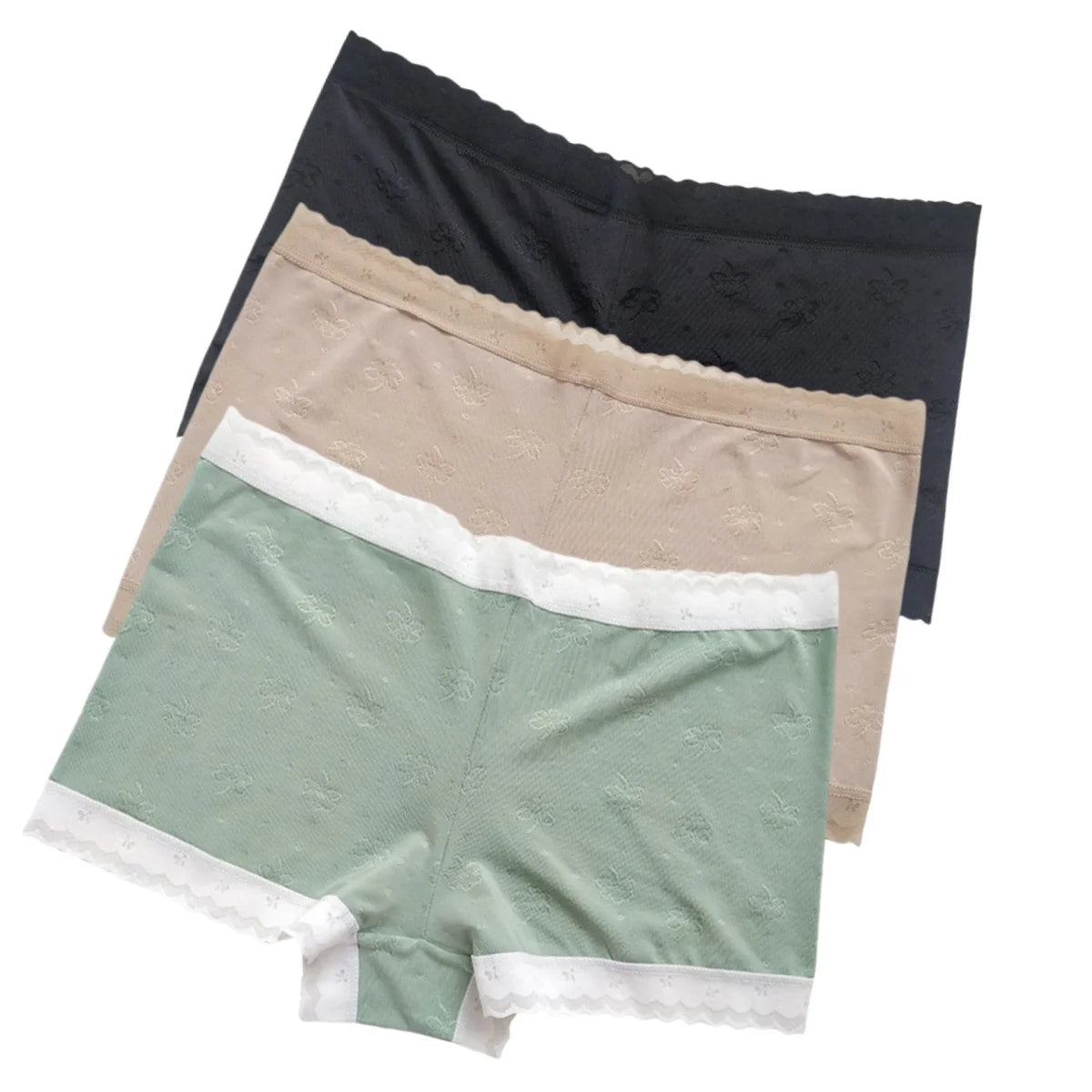 CowLost | product_id-3pcs-women-low-waist-lace-ice-silk-boyshort-panties-m-xl |18