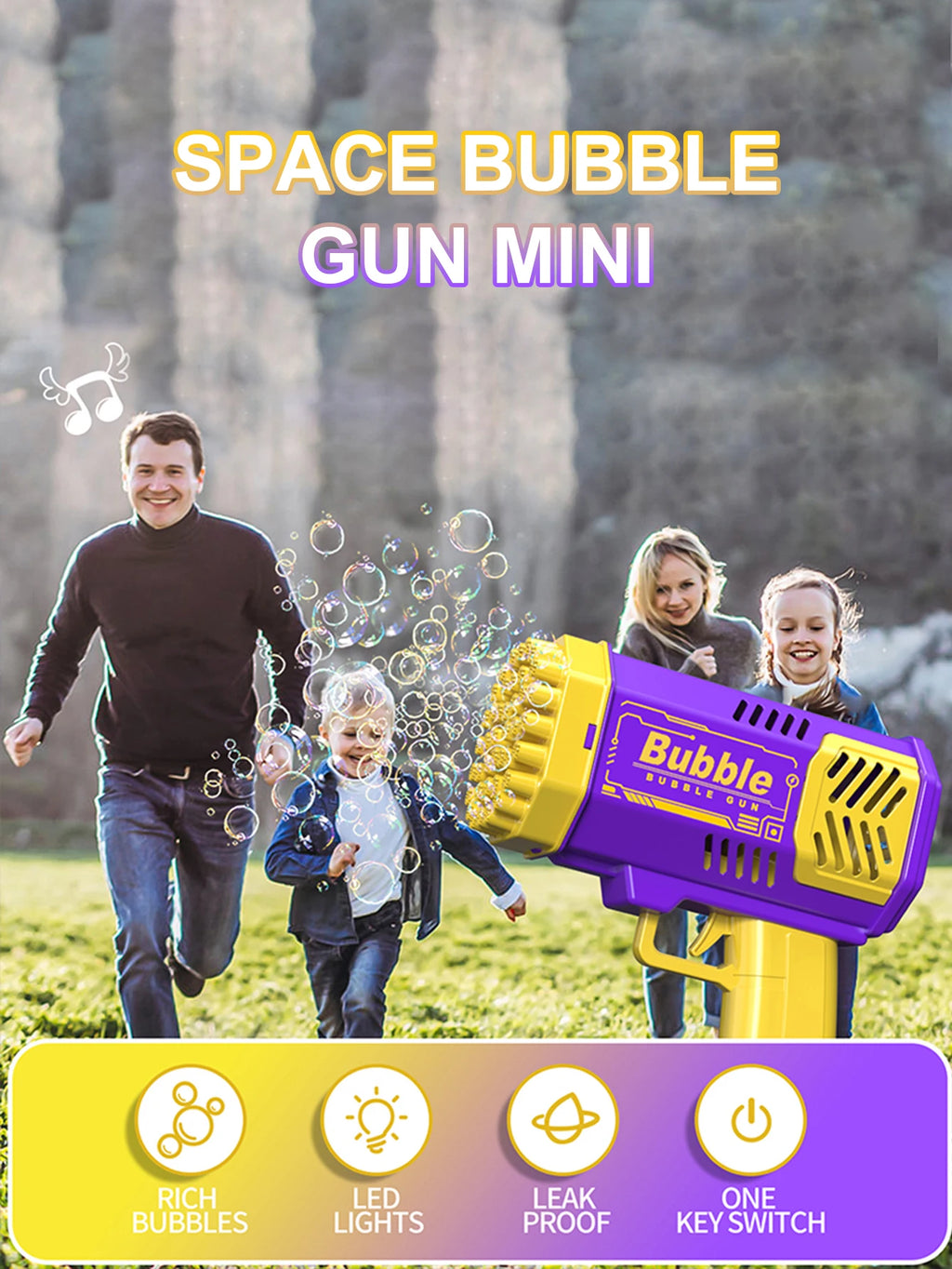 CowLost | product_id-childrens-40-hole-portable-automatic-bubble-gun-toy-with-light-no-battery-needed |10