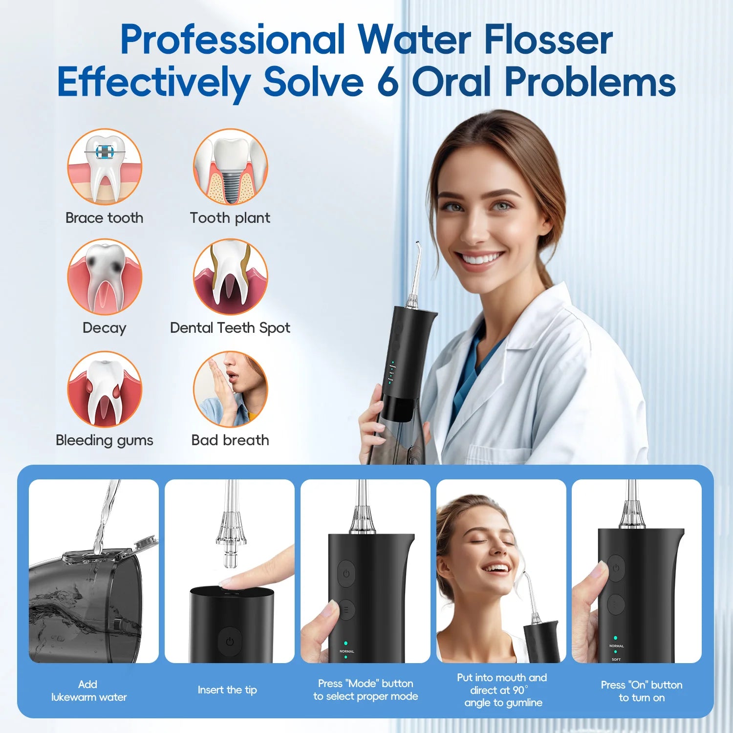 CowLost | remote-control-toys-mornwell-f29-rechargeable-oral-irrigator-with-3-modes-and-180ml-water-tank |5