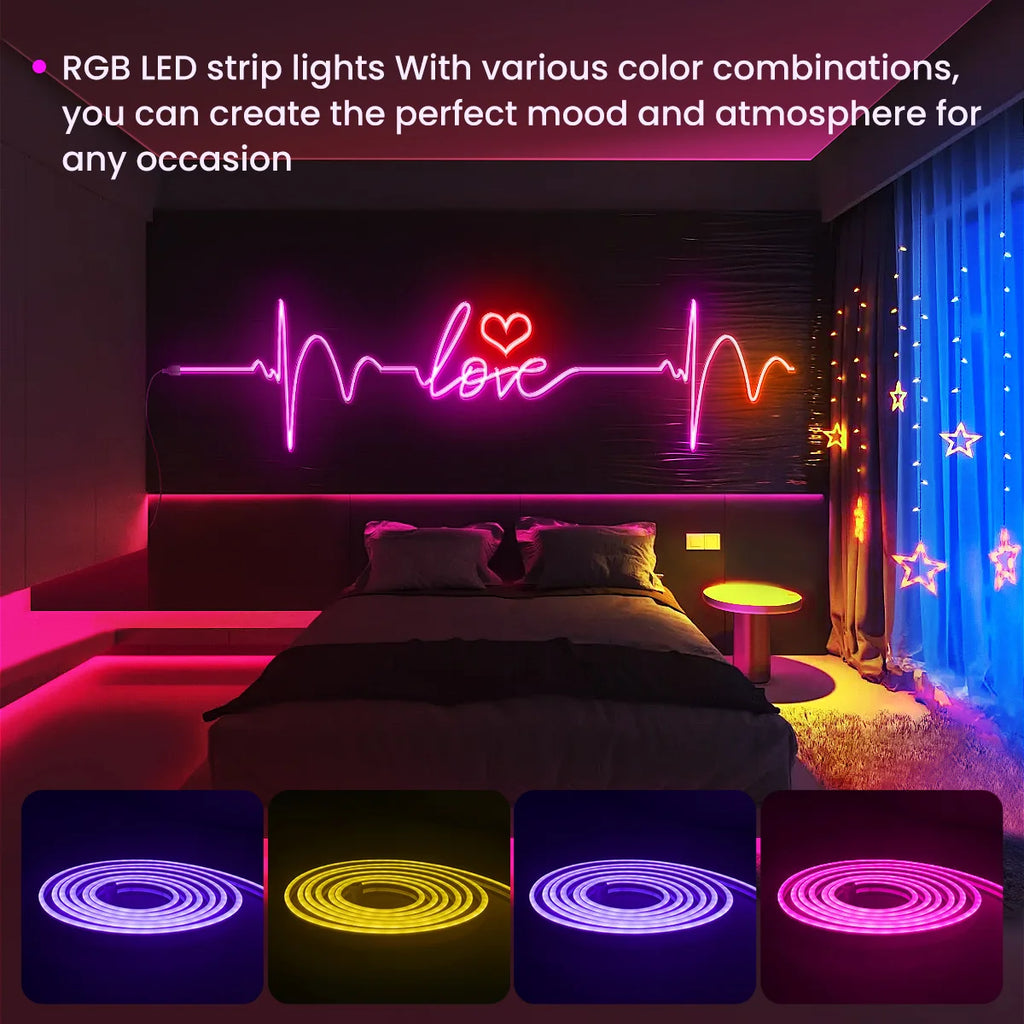 Mexllex RGB LED Neon Rope Lights, Music Sync, App & Remote Control, Waterproof Indoor Outdoor
