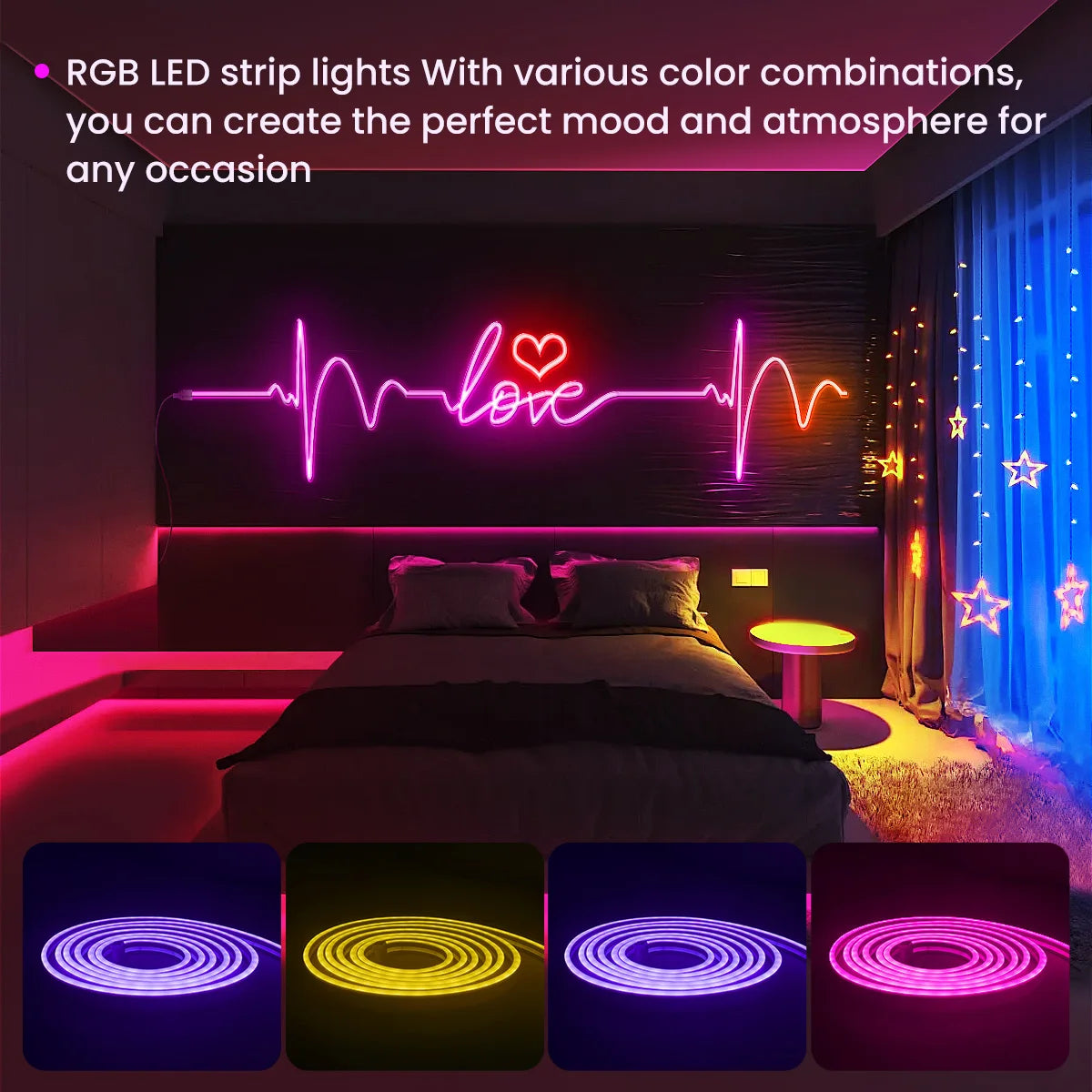 Mexllex RGB LED Neon Rope Lights, Music Sync, App & Remote Control, Waterproof Indoor Outdoor