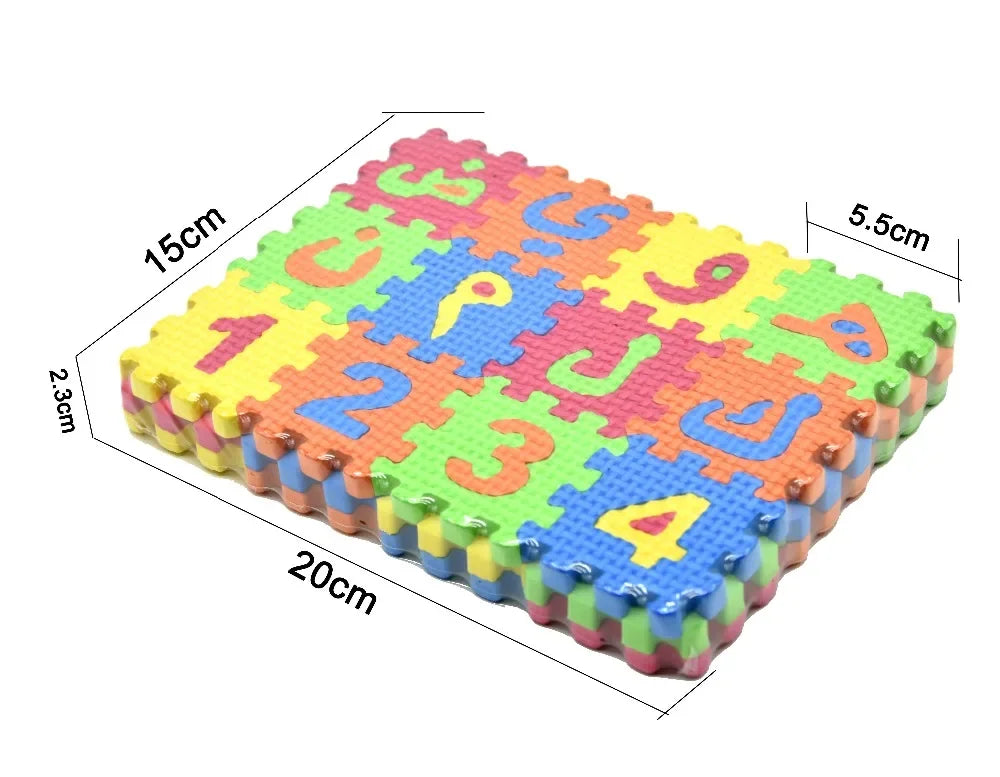 Arabic Alphabet and Number Puzzle Mats for Kids 28PCS Language & 8PCS Number Carpet Rugs