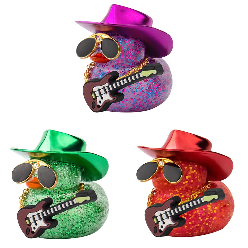 CowLost | product_id-laser-cowboy-hat-rubber-duck-car-dashboard-ornament-with-glasses-and-necklace |1