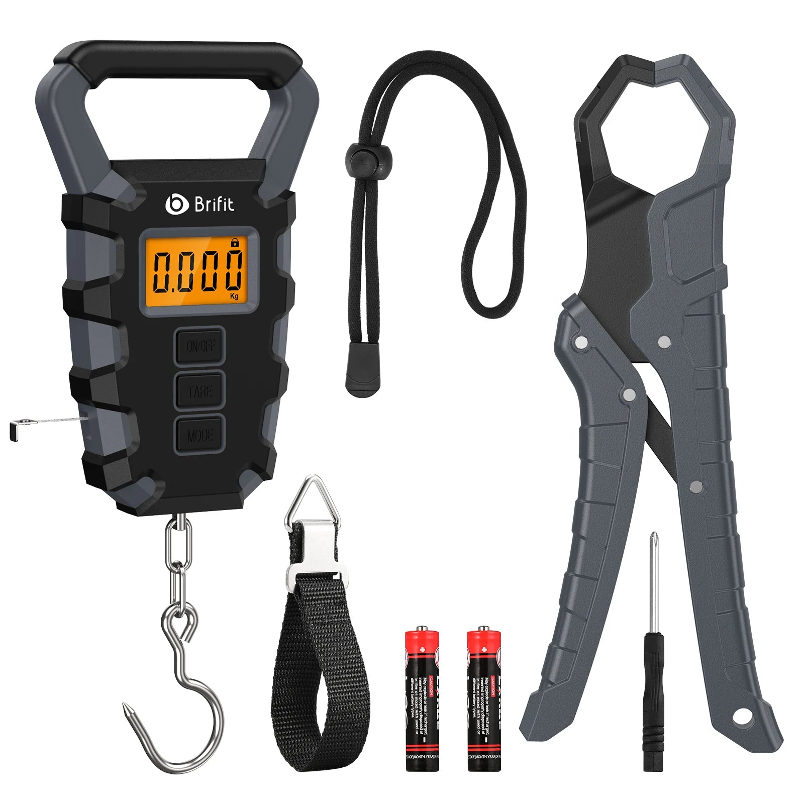 ORIA Digital Hanging Fishing Scale 50kg with Tape Measure and Fish Gripper