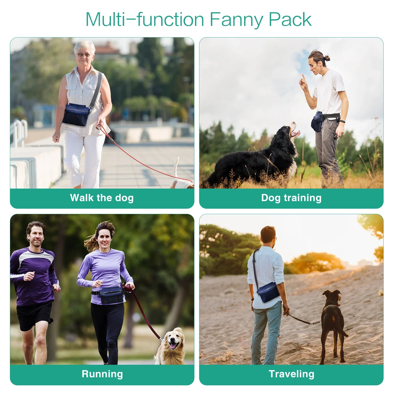 ORIA Hands-Free Dog Training Waist Pack with Treat Pouch & Poop Bag Dispenser