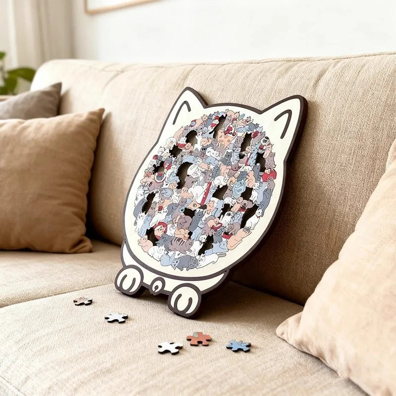 CowLost | product_id-colored-cat-wooden-jigsaw-puzzle-unique-animal-shape-creative-gift |15