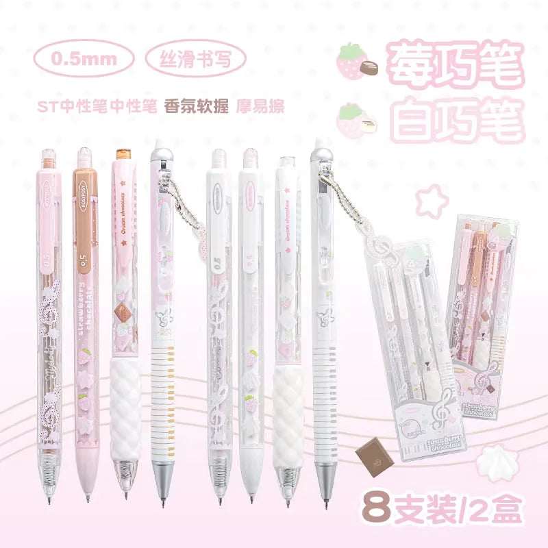 CowLost | product_id-2026-rosyposy-0-5mm-retractable-gel-pen-aesthetic-strawberry-music-notes-design-quick-dry-for-office-exam |23