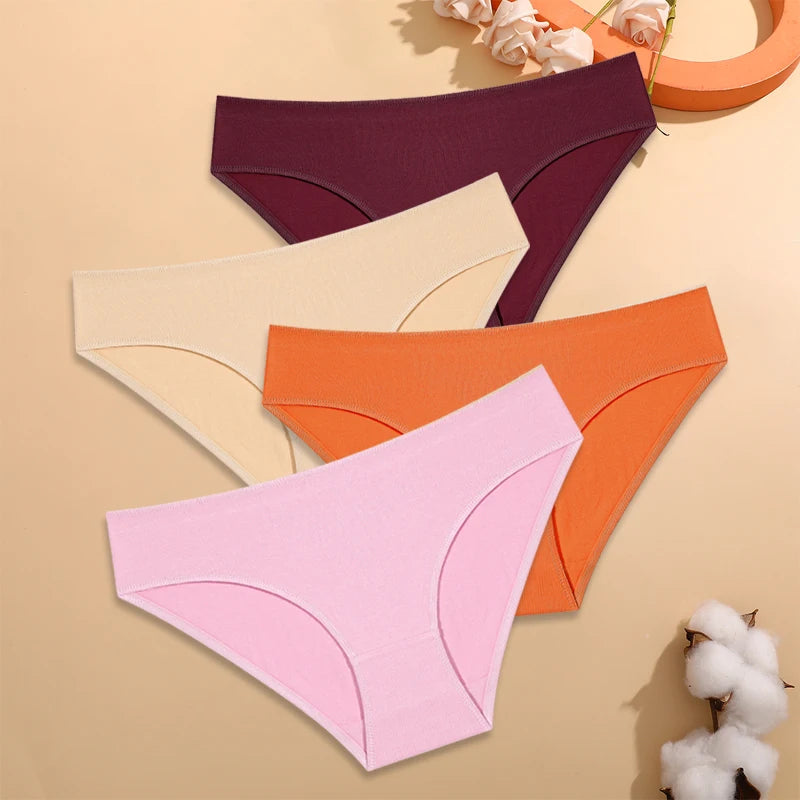 CowLost | activewear-pants-4pcs-womens-low-waist-cotton-seamless-stretchy-panties-set |23