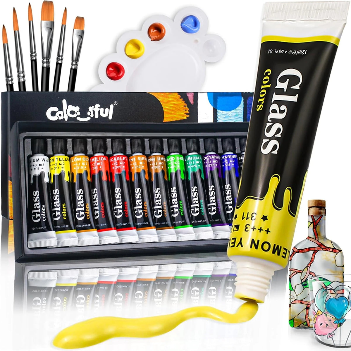 CowLost | wine-glasses-product_id-acrylic-glass-paint-set-with-12-24-colors-6-brushes-palette-waterproof-stain-glass-paints-12ml |10