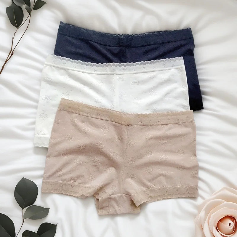 CowLost | product_id-3pcs-women-low-waist-lace-ice-silk-boyshort-panties-m-xl |2