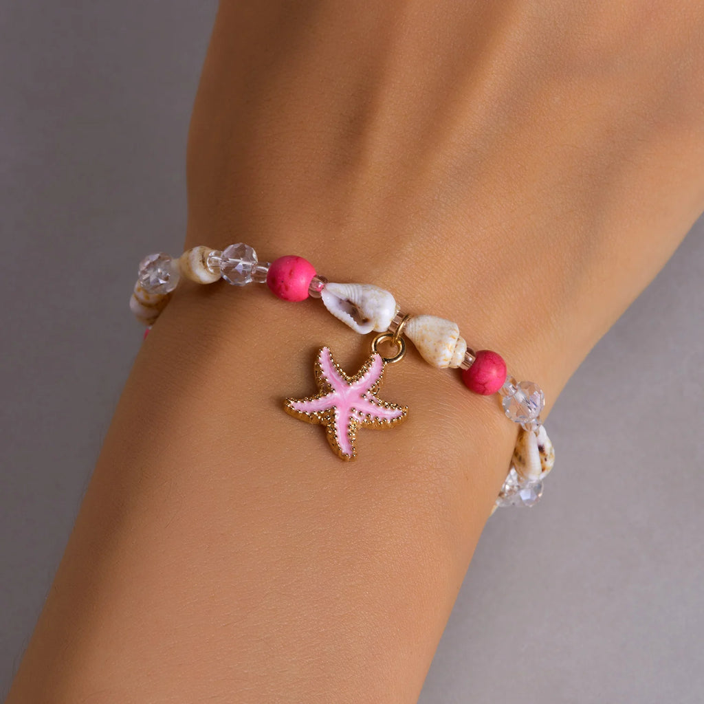 CowLost | bohemian-beach-sea-shell-conch-starfish-bracelet-for-women-girl-fashion-adjustable-beaded-bangles-summer-party-jewelry-gifts |1
