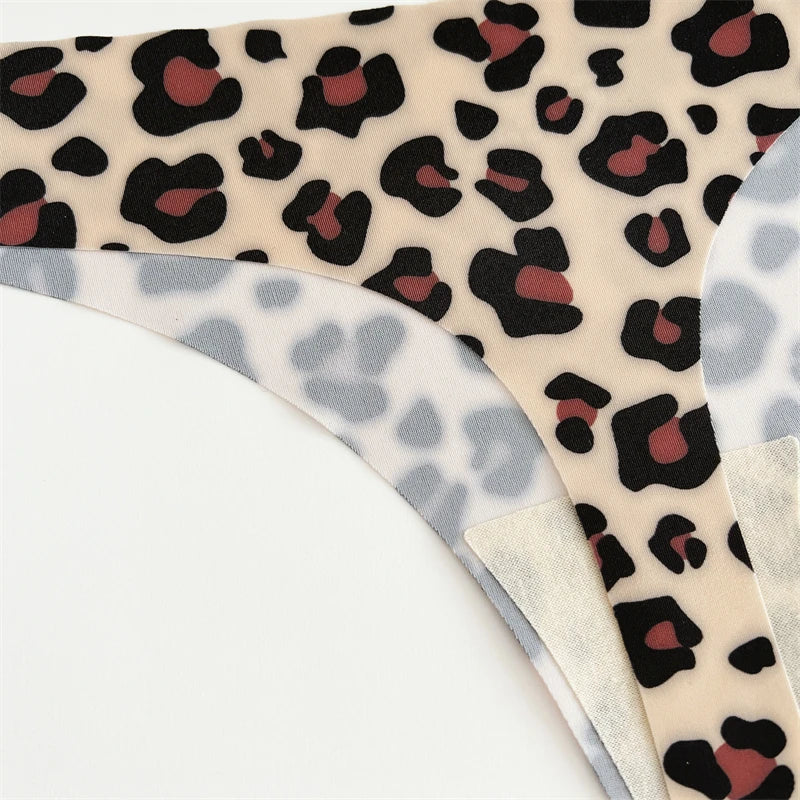 CowLost | activewear-pants-3pcs-womens-ice-silk-seamless-low-waist-leopard-thongs |18
