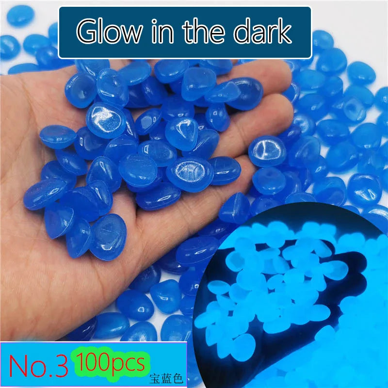 100pcs 14x11mm Dark Pebbles Glow Fish Garden Stone Aquarium Decoration