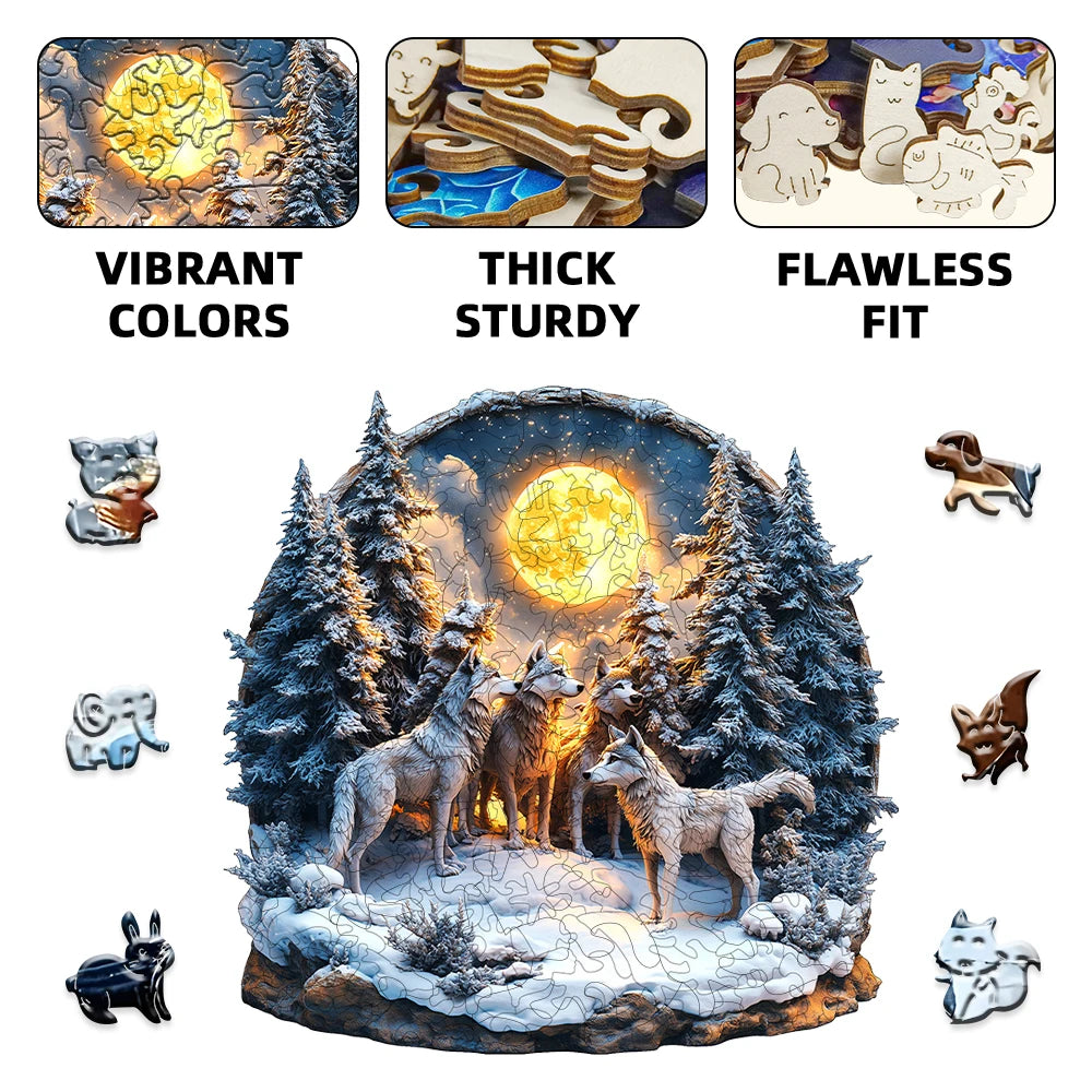 CowLost | 3d-wooden-puzzle-enchanted-wolf-forest-premium-craft-fun-a-gift-for-your-lover-home-decoration-craft-pendant |4