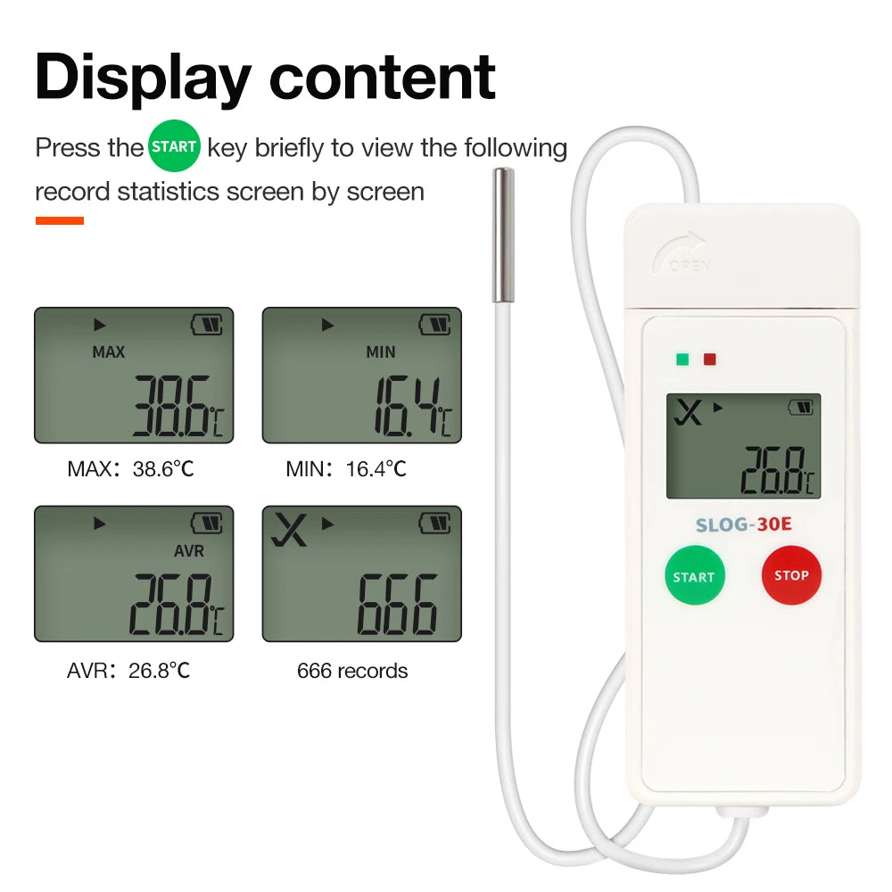 USB Temperature Data Logger 65000 Points PDF Recorder for Food, Medicine, Warehouse Transport