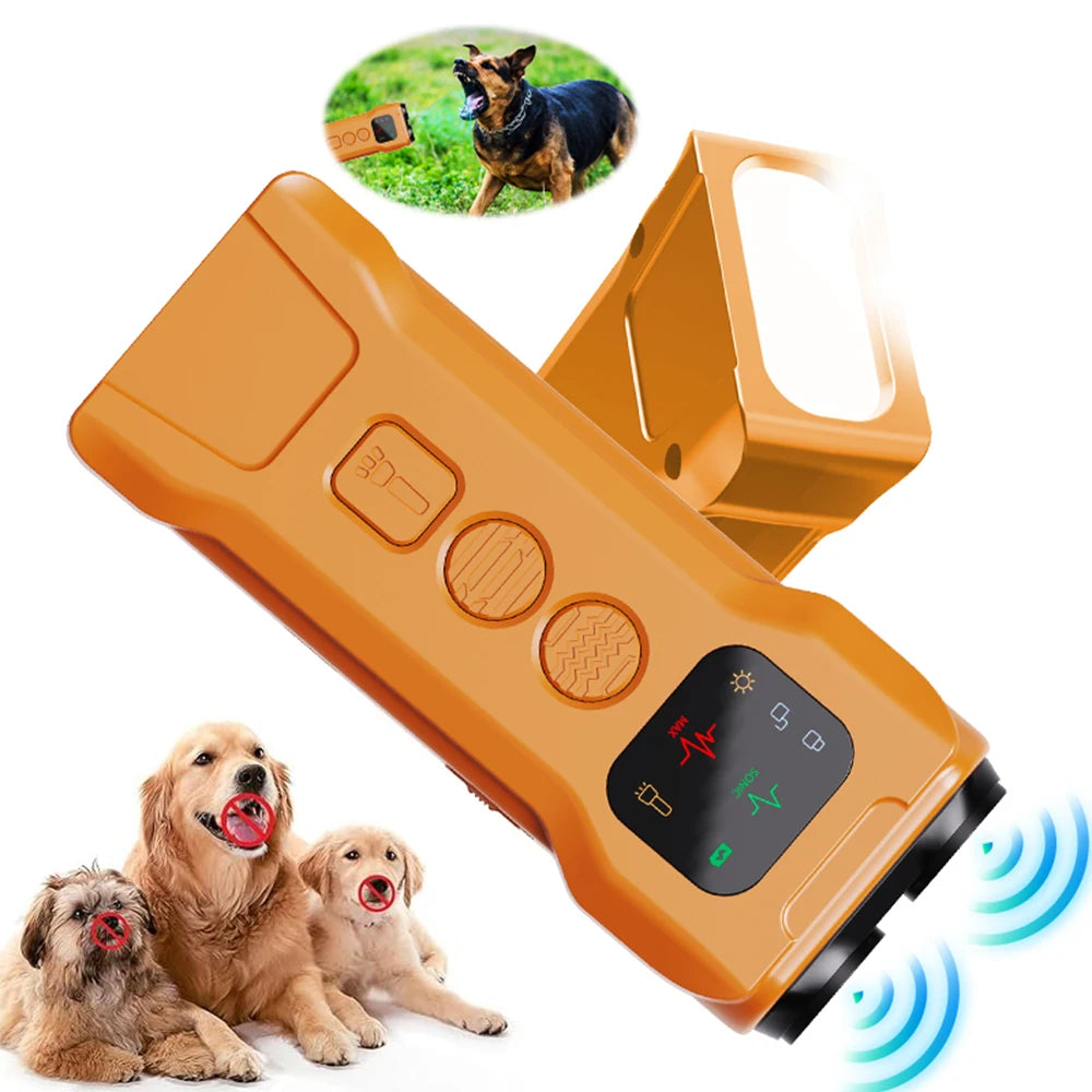 Rechargeable Ultrasonic Dog Repeller with LED Flashlight Anti-Barking Trainer