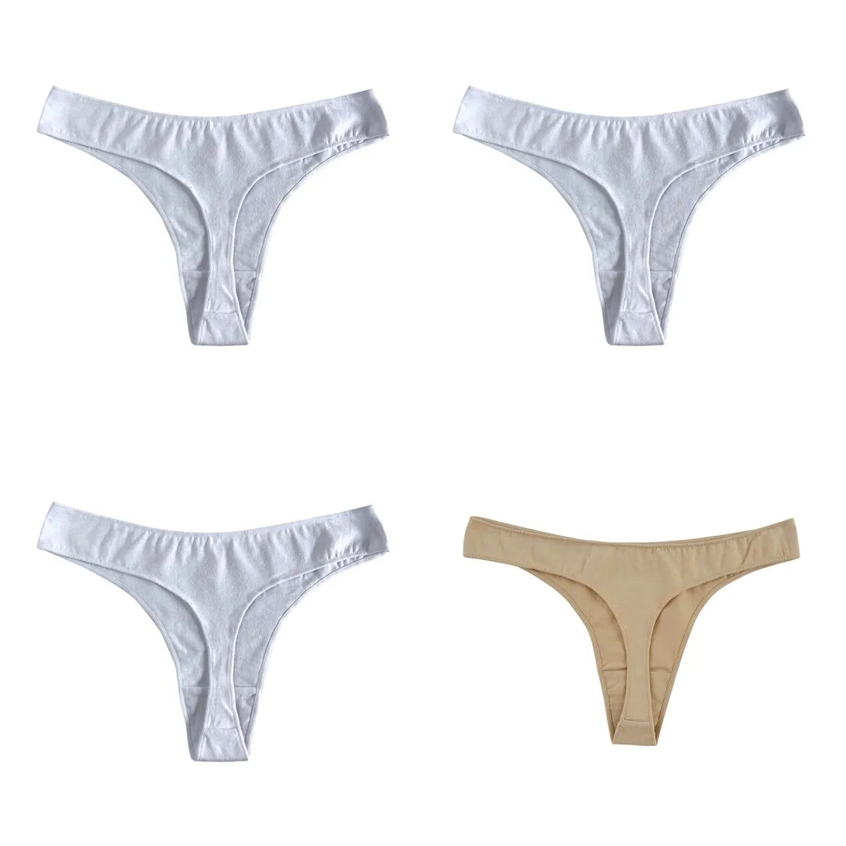 CowLost | product_id-4-pack-women-s-cotton-low-waist-breathable-solid-color-g-string-thongs-m-xl |39