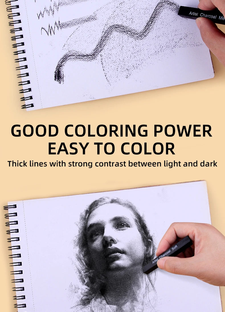 CowLost | graphite-sketch-wood-carbon-strip-set-art-student-painting-charcoal-pencil |10