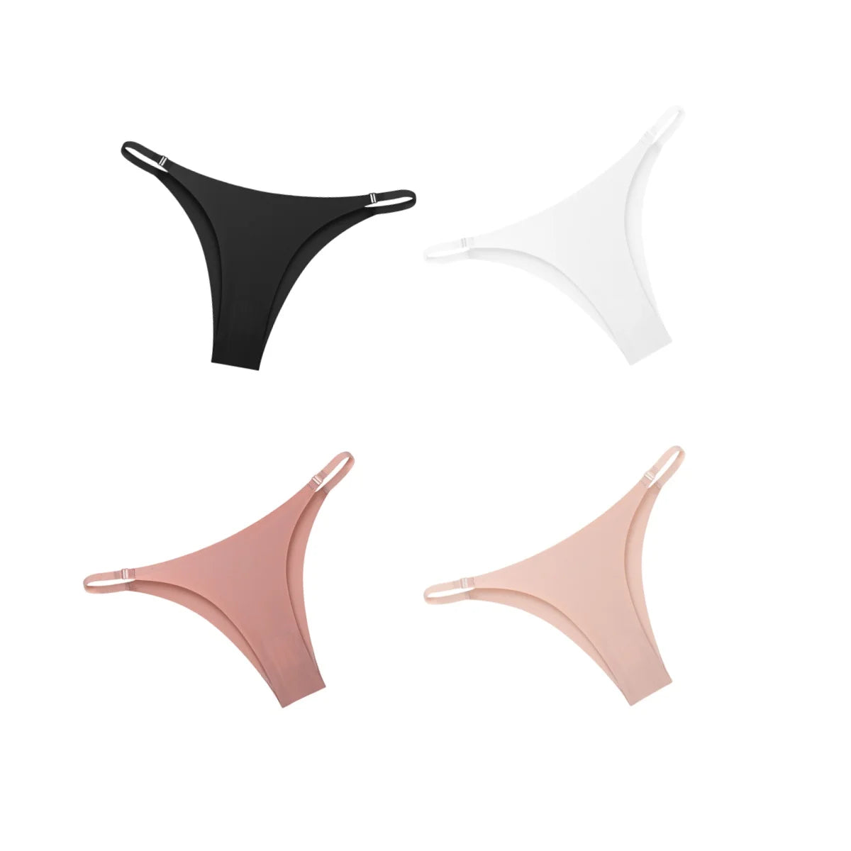 CowLost | product_id-4pcs-women-s-seamless-low-rise-ice-silk-brazilian-briefs-with-side-buckle-s-xl |12