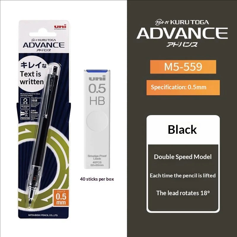 CowLost | product_id-uni-kuru-toga-advance-black-tech-mechanical-pencil-0-5mm-double-speed-auto-rotation-anti-break-lead |39