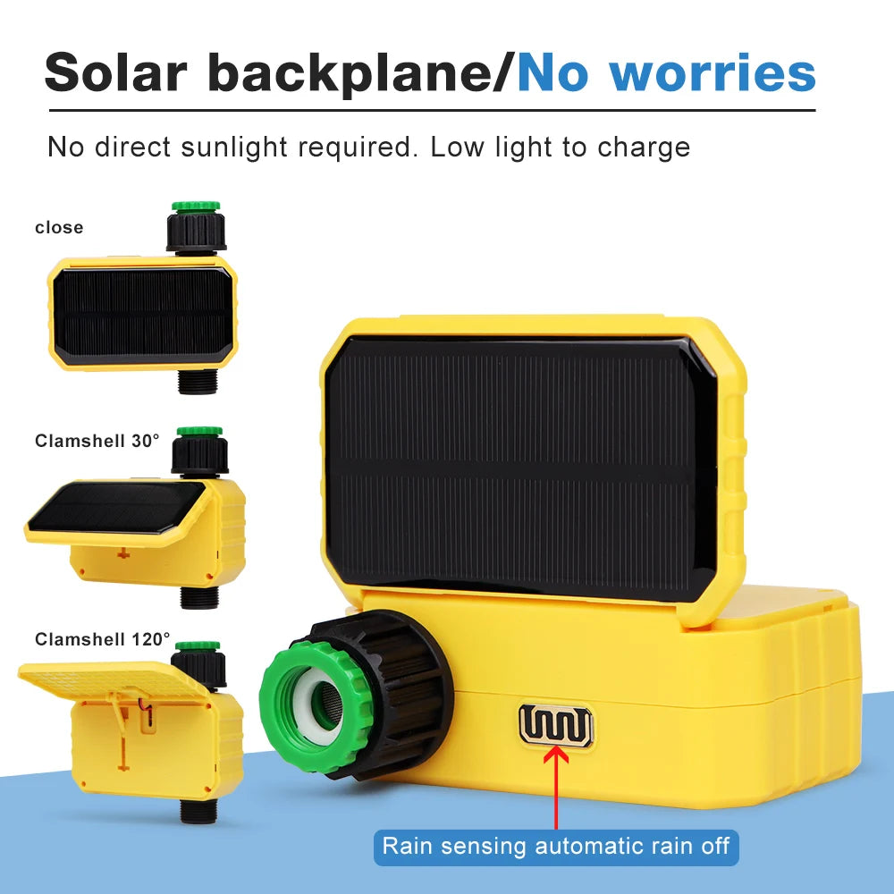 Smart WiFi Solar Irrigation Timer 1/2 Zone LCD Automatic Watering Controller for Garden Lawn