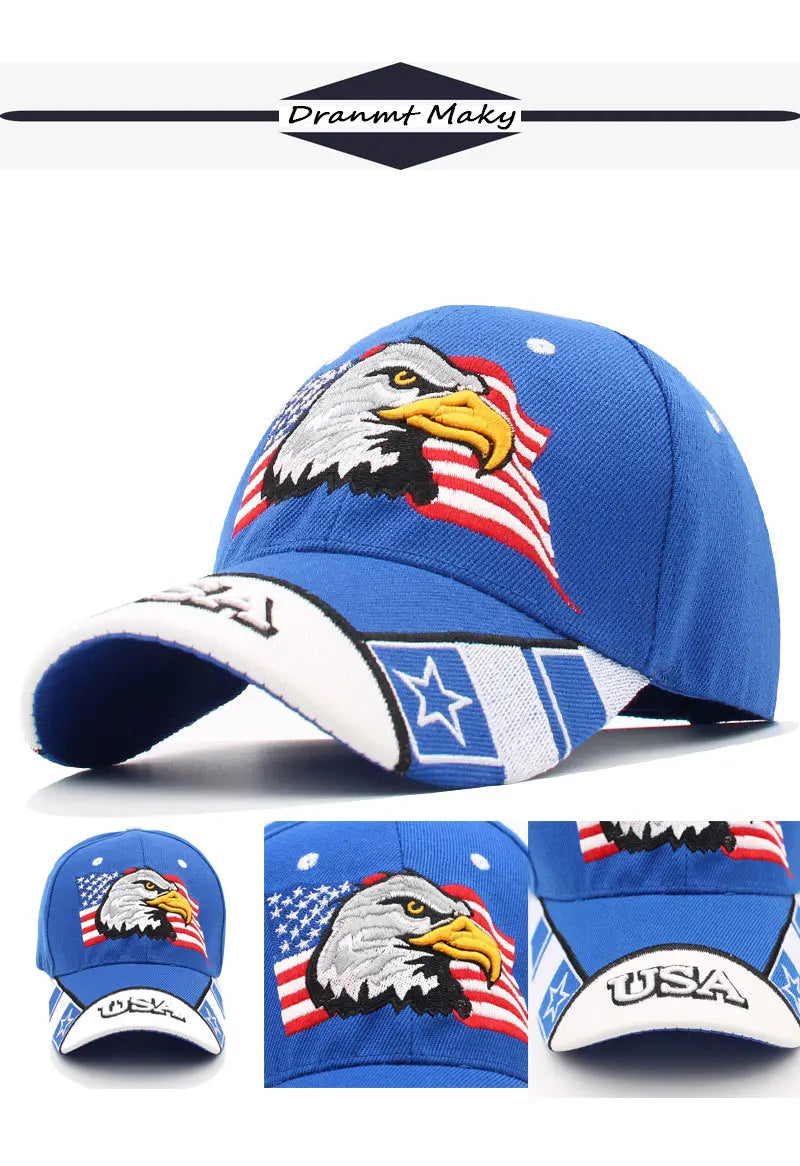 CowLost | mens-animal-baseball-cap-patriotic-bald-eagle-and-american-flag-snapback-caps |12