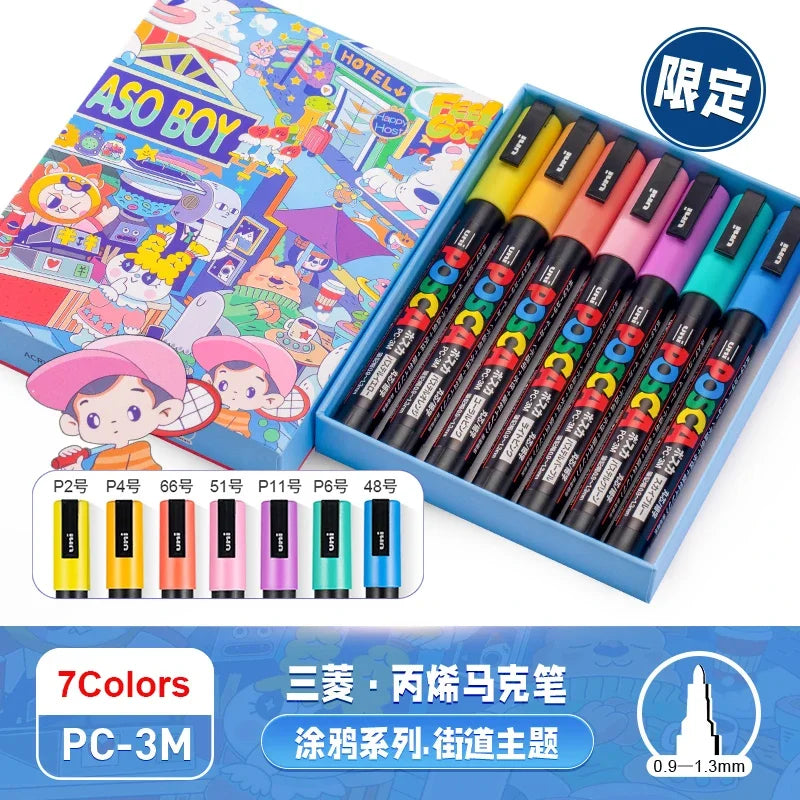 CowLost | product_id-uni-posca-limited-graffiti-marker-pen-set-8-assorted-colors-water-based-acrylic-0-7-2-5mm |35