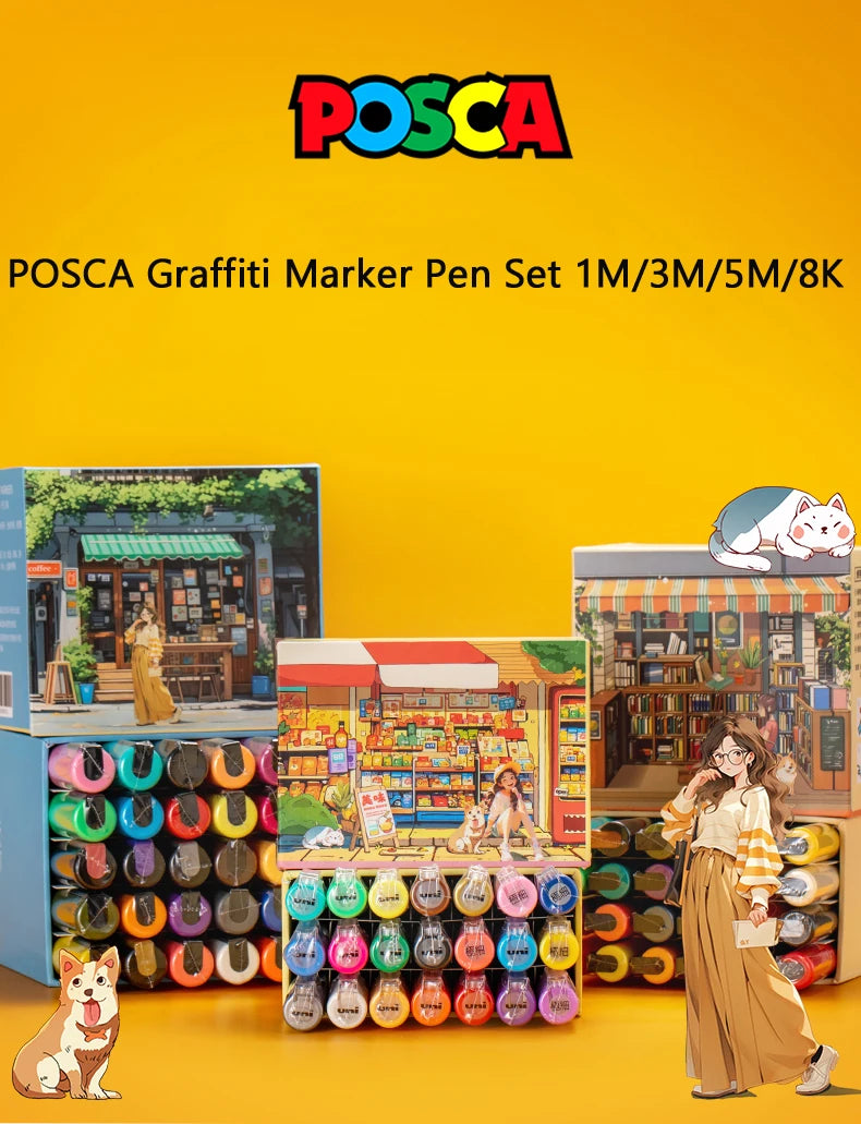 CowLost | product_id-uni-posca-limited-graffiti-marker-pen-set-8-assorted-colors-water-based-acrylic-0-7-2-5mm |1