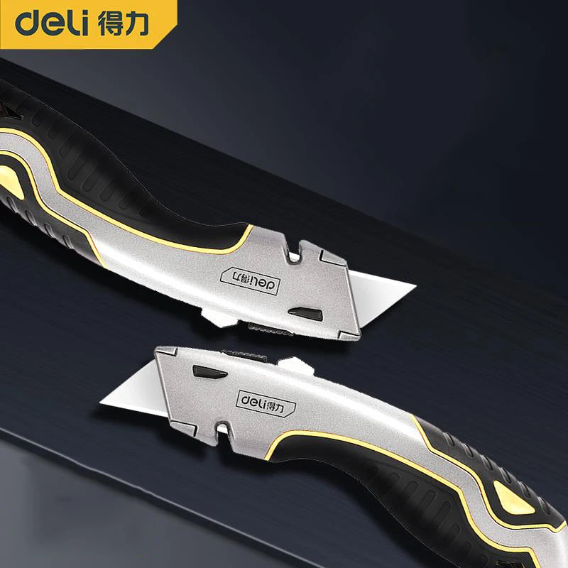 CowLost | product_id-deli-zinc-alloy-retractable-box-cutter-utility-knife-professional-stationery-tool |6