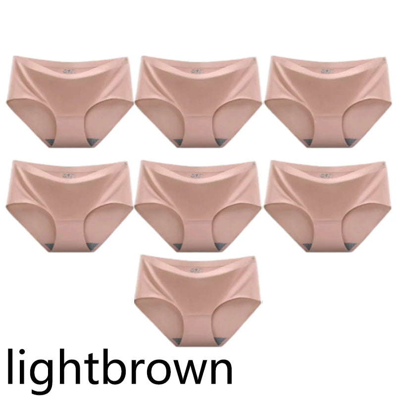 CowLost | product_id-fallsweet-7pcs-seamless-plus-size-mid-waist-ice-silk-panties-for-women |12