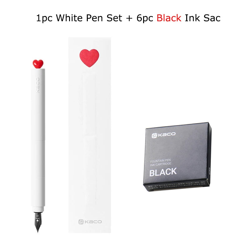CowLost | product_id-kaco-first-love-fountain-pen-rotating-cap-ef-fine-nib-pocket-size-black-white-smooth-writing-calligraphy-gift |24