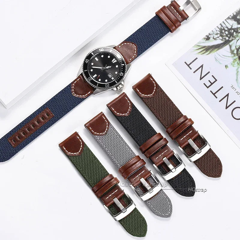 CowLost | product_id-hqstrap-quick-release-waterproof-nylon-leather-watch-strap-20mm-22mm-for-huawei-unisex-sport-wristband |2
