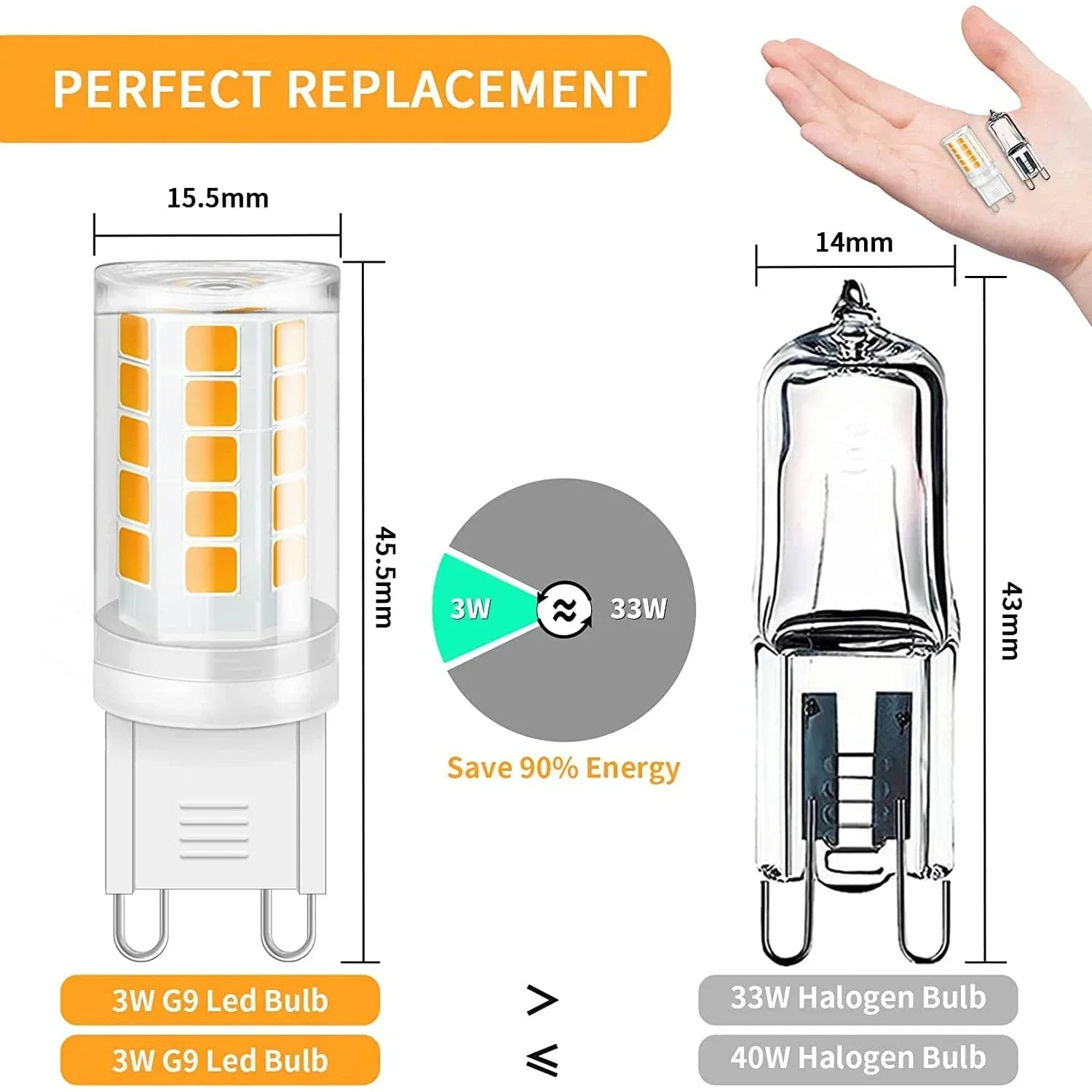 CowLost | product_id-3-8-pack-g9-3w-220v-led-corn-bulb-2700k-6000k-non-dimmable-replace-33w-halogen-chandelier-light |3