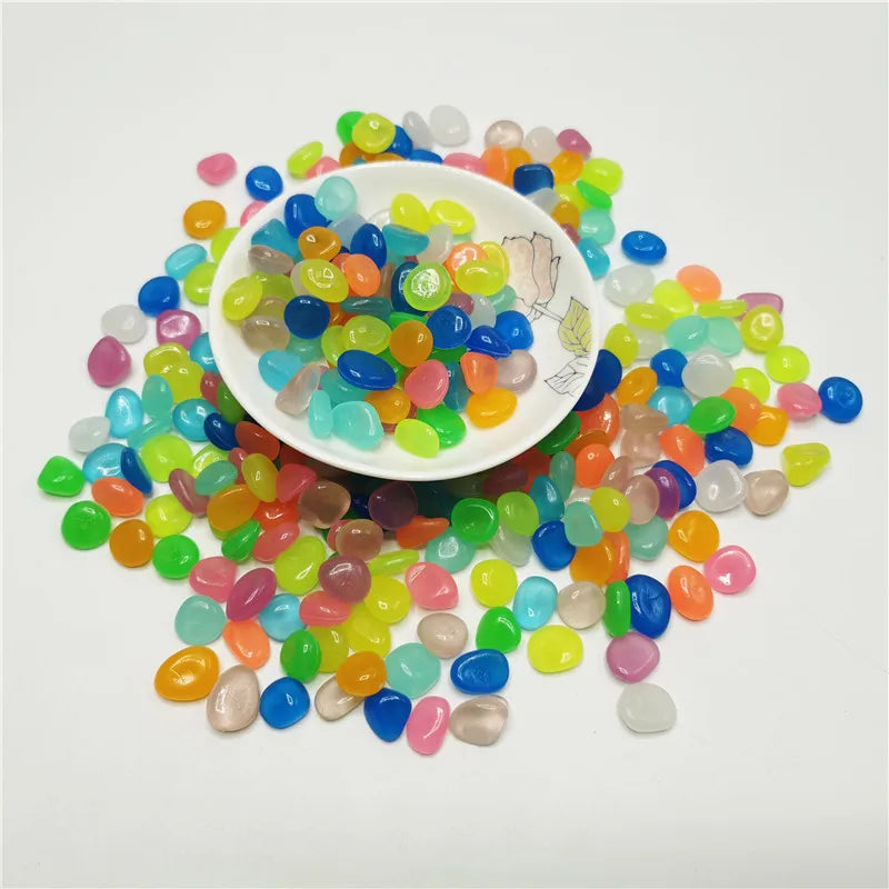 50pcs Glow in Dark Luminous Stones Garden Pebbles Fish Tank Aquarium Decoration