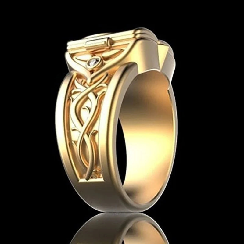 Men's Lightweight Stainless Steel Adjustable Ring, Silver Gold Color, Party Jewelry, Valentine's Gift
