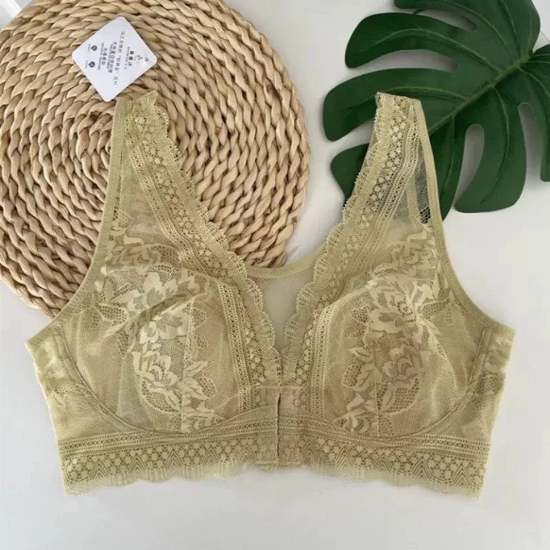 CowLost | womens-large-size-bra-with-front-buckle-lace-rabbit-ears-vest-style-underwear-for-full-chest-thin-figure-new-fashion-trend |8