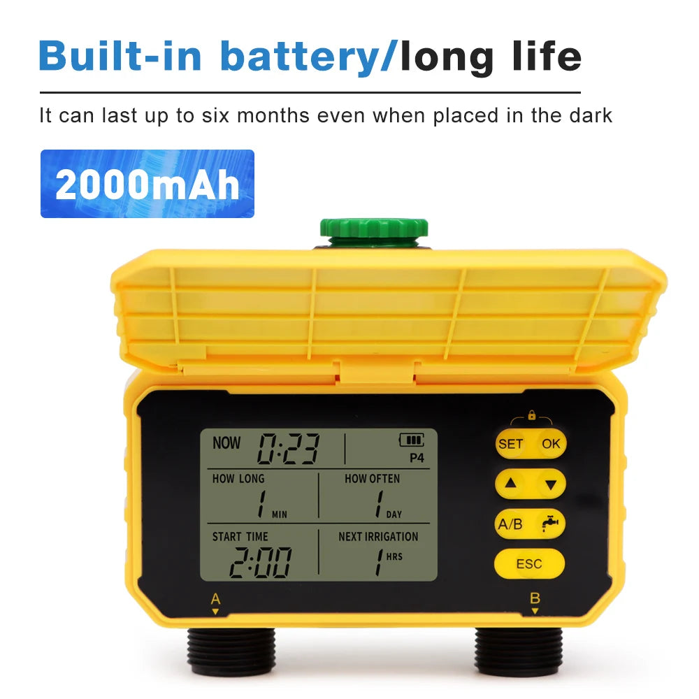 Smart WiFi Solar Irrigation Timer 1/2 Zone LCD Automatic Watering Controller for Garden Lawn
